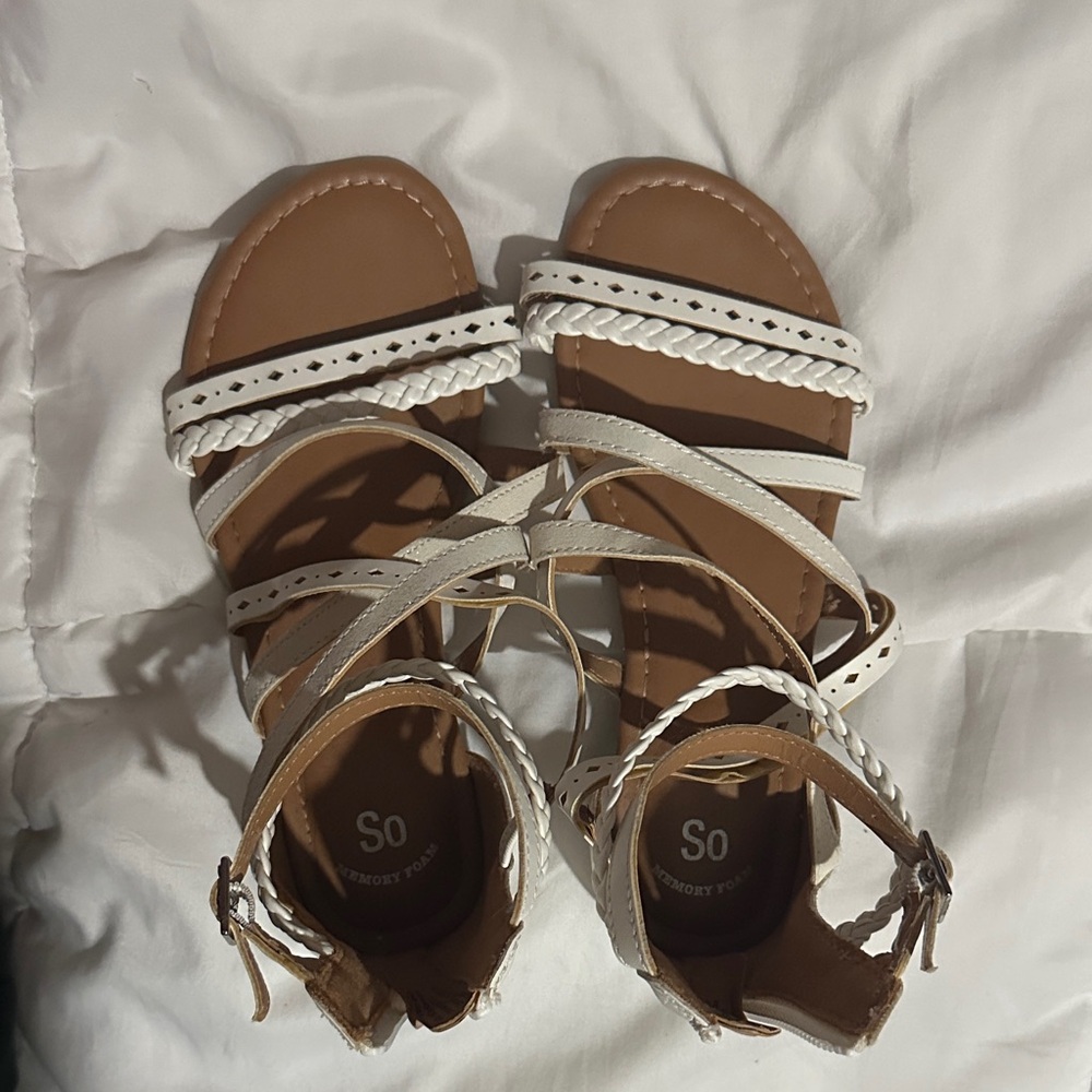 SO Kids White and Tan Sandals